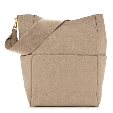 CELINE Goatskin Sangle Bucket Bag Dune .